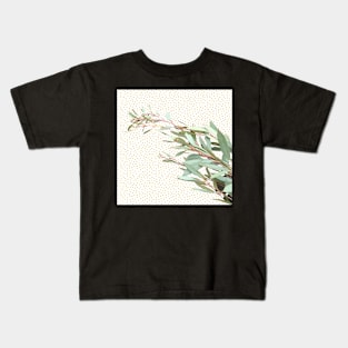 Lovely Eucalyptus Leaves on Gold Spots Kids T-Shirt